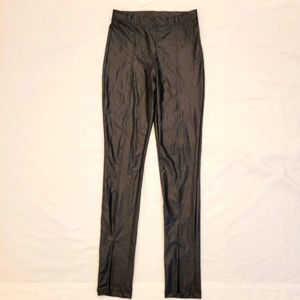 DIVIDED H&M Faux Leather Split Hem Leggings size small
